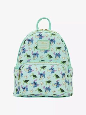 Loungefly Mint Green Disney Stitch & Turtle Mini Backpack